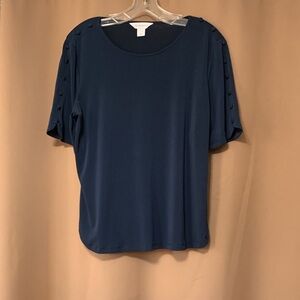 Liz Claiborne Dark Blue Short Sleeve Top